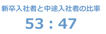 中途社員45：新卒社員55